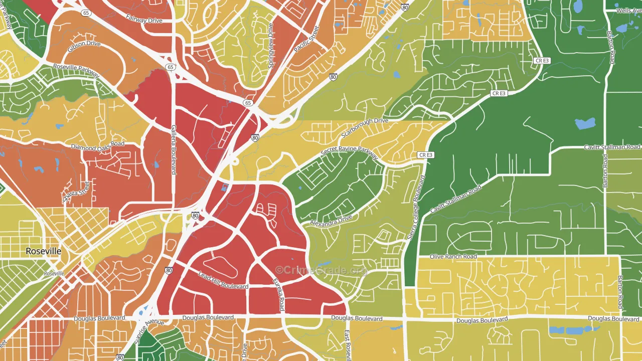 East Roseville Parkway, Roseville, CA Map of Theft Rates