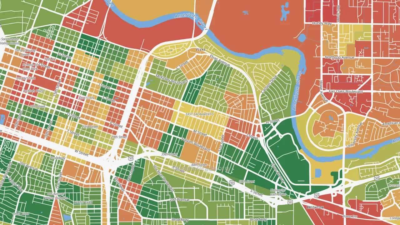 East Sacramento, Sacramento, CA Map of Theft Rates