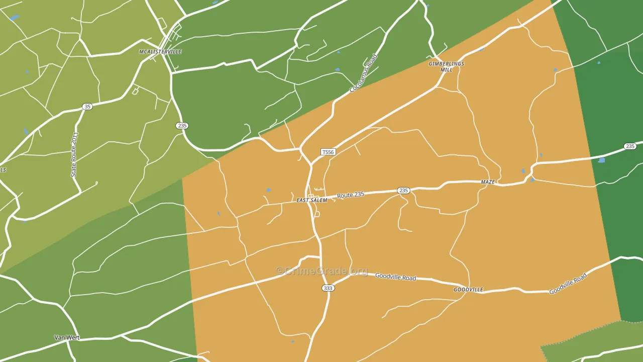 East Salem, PA Map of Theft Rates