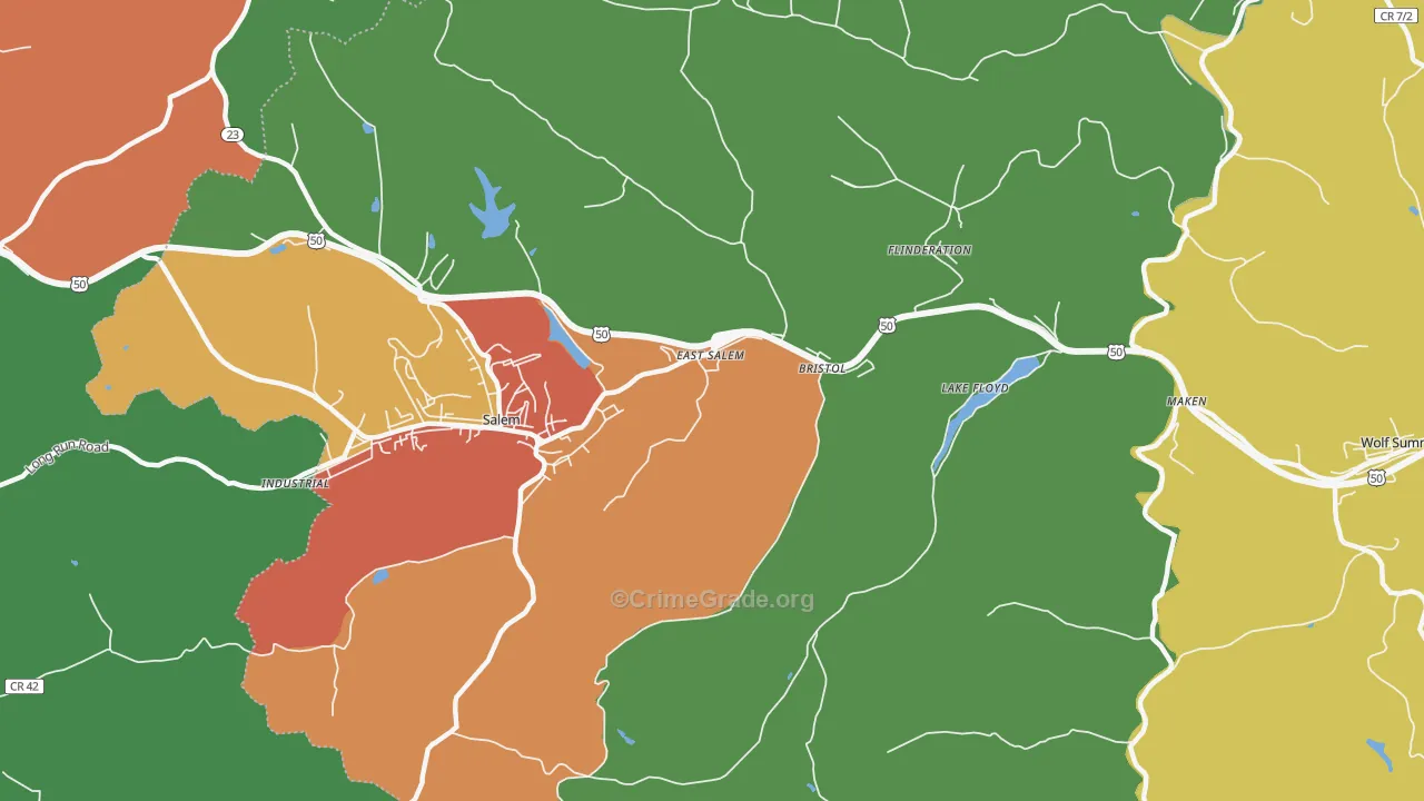 East Salem, WV Map of Theft Rates