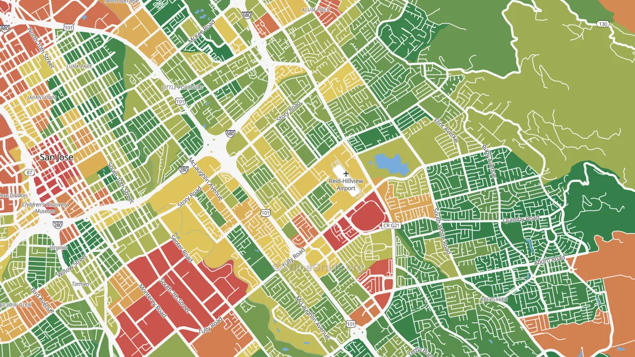 East San Jose, San Jose, CA Map of Theft Rates