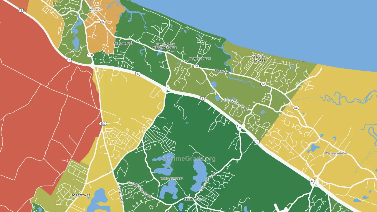 East Sandwich, MA Map of Theft Rates