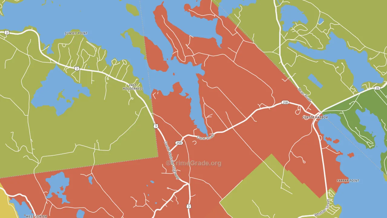 East Sandwich, NH Map of Theft Rates