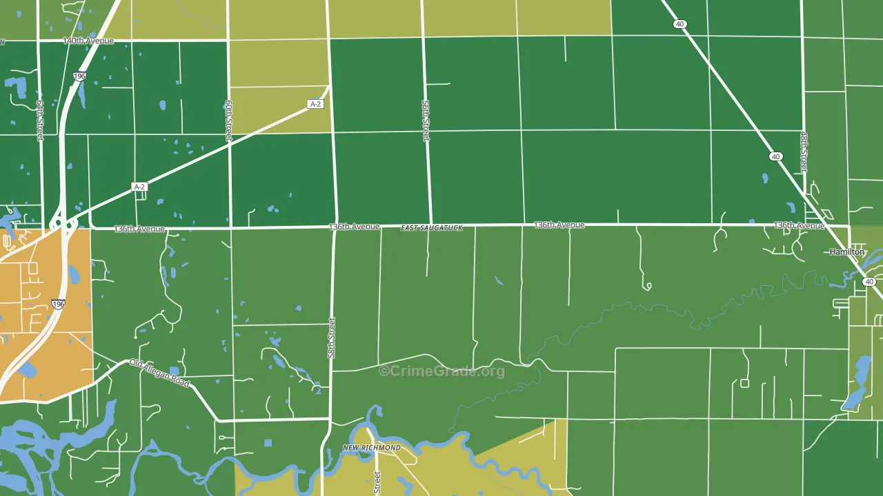 East Saugatuck, MI Map of Theft Rates