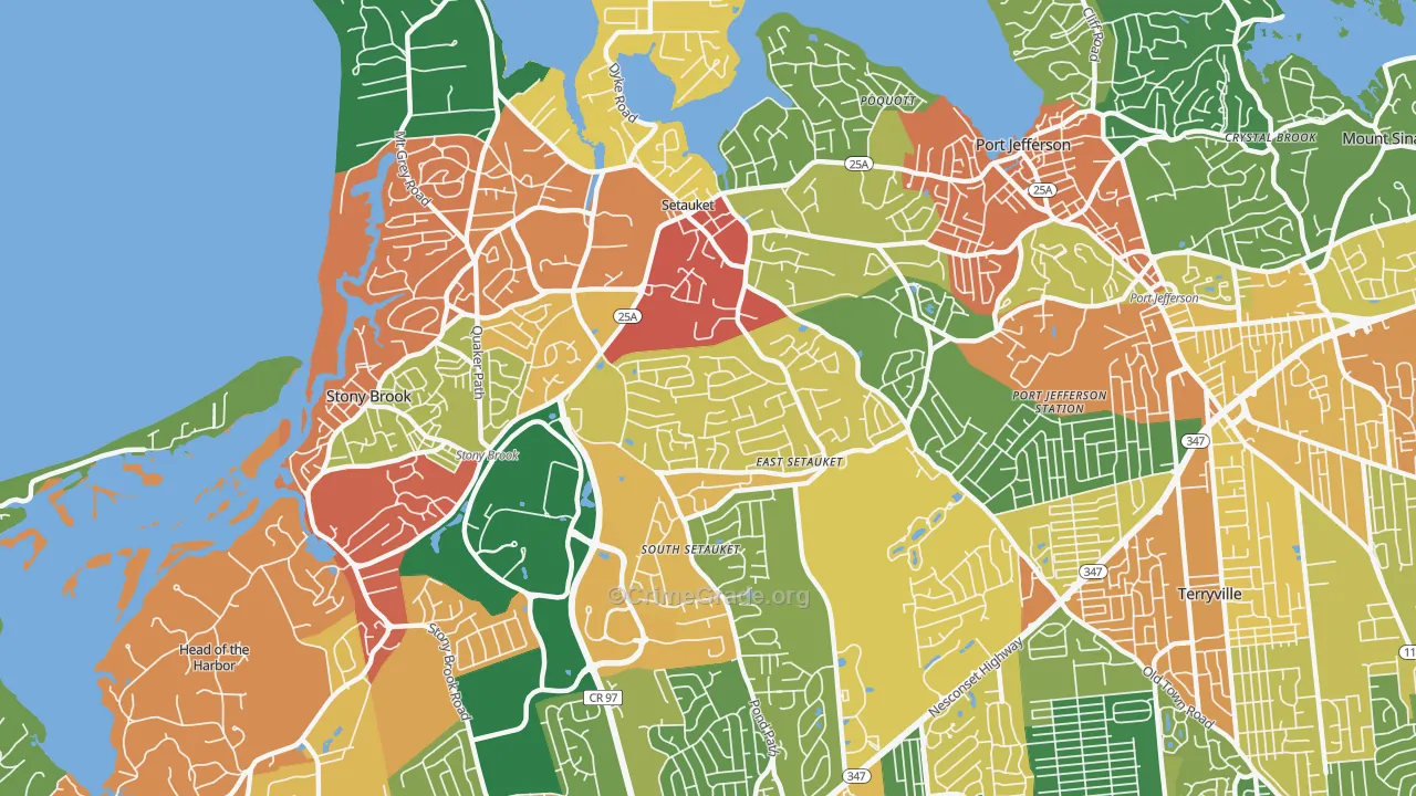 East Setauket, NY Map of Theft Rates