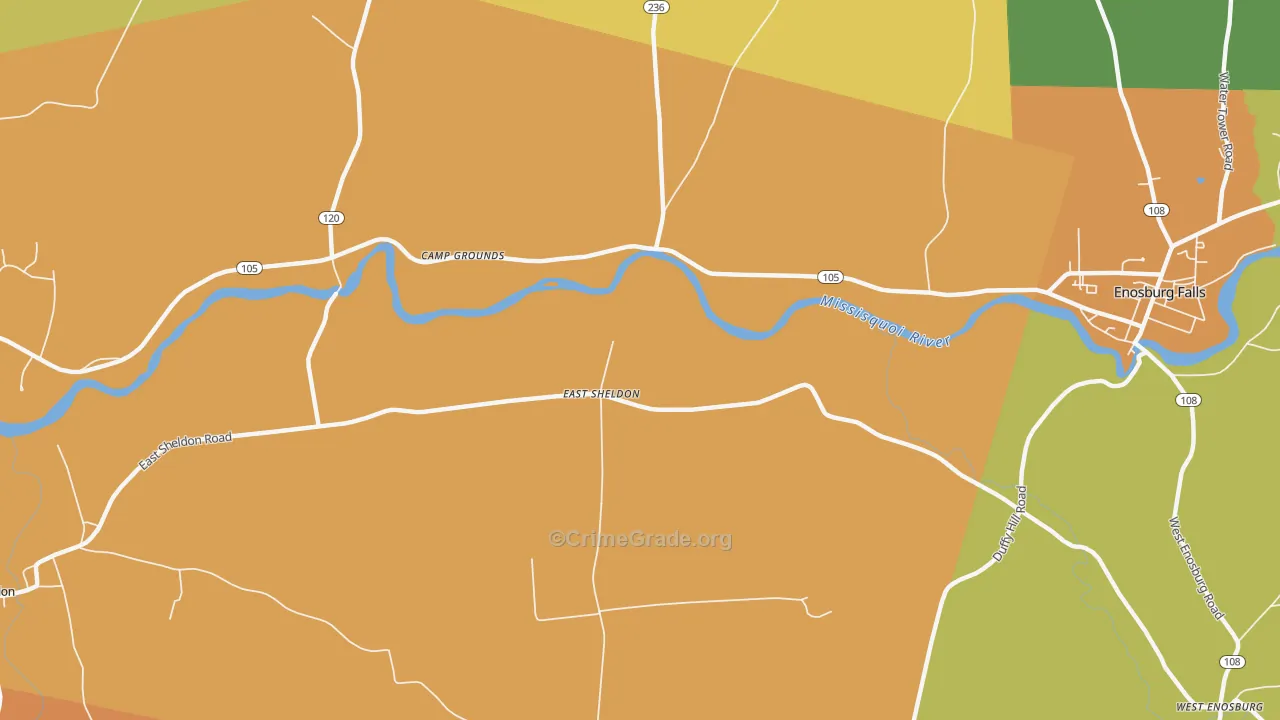 East Sheldon, VT Map of Theft Rates