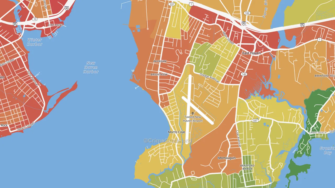 East Shore, East Haven, CT Map of Theft Rates