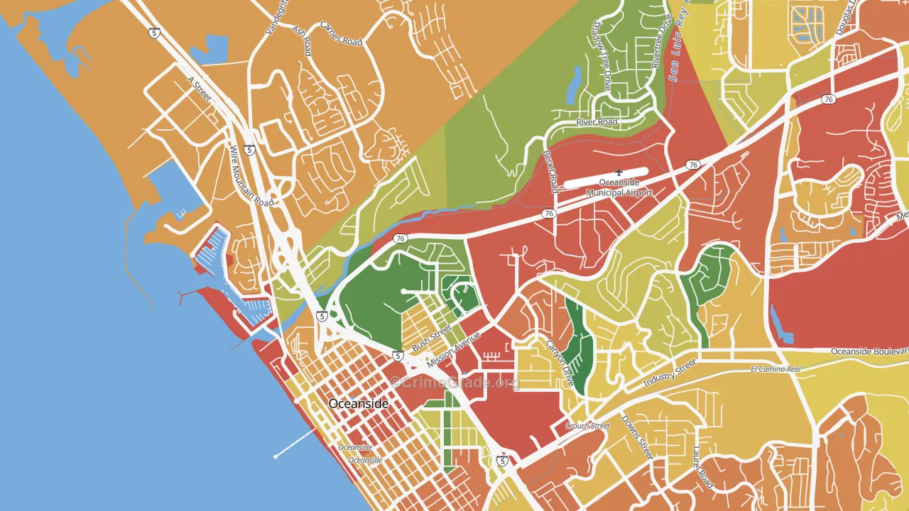 East Side Capistrano, Oceanside, CA Map of Theft Rates