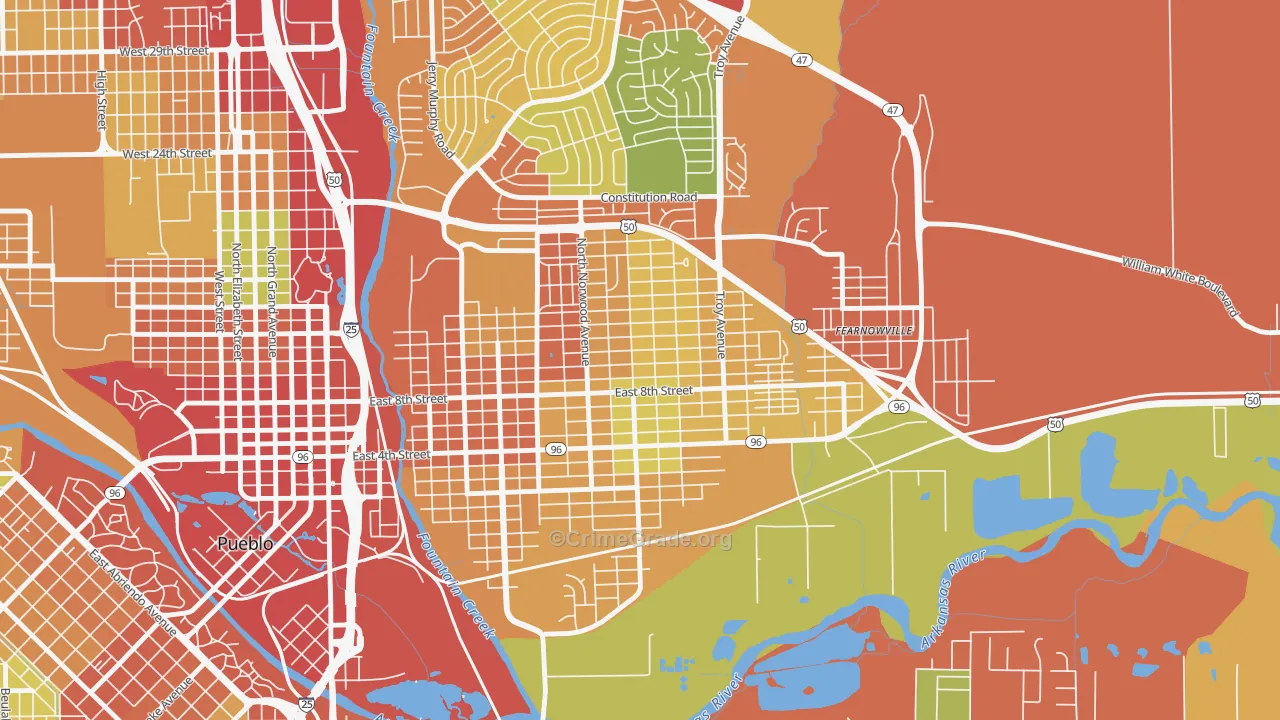 East Side, Pueblo, CO Map of Theft Rates