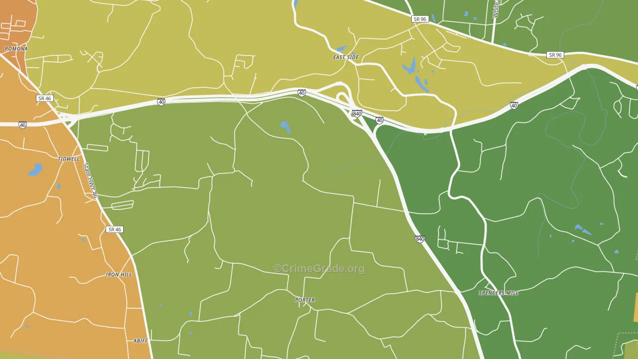 East Side, TN Map of Theft Rates