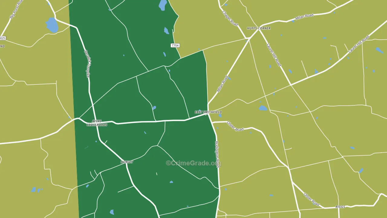East Smithfield, PA Map of Theft Rates