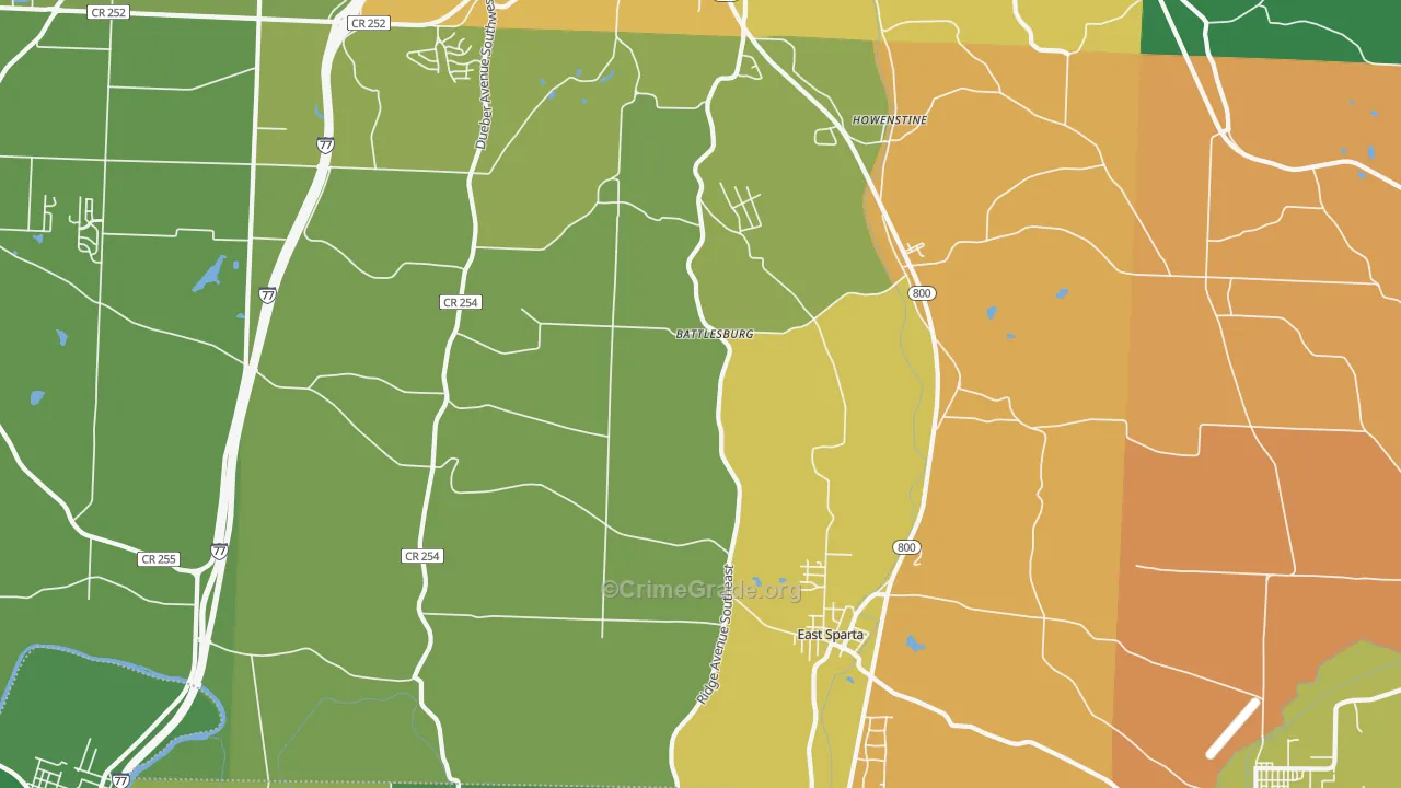 East Sparta, OH Map of Theft Rates