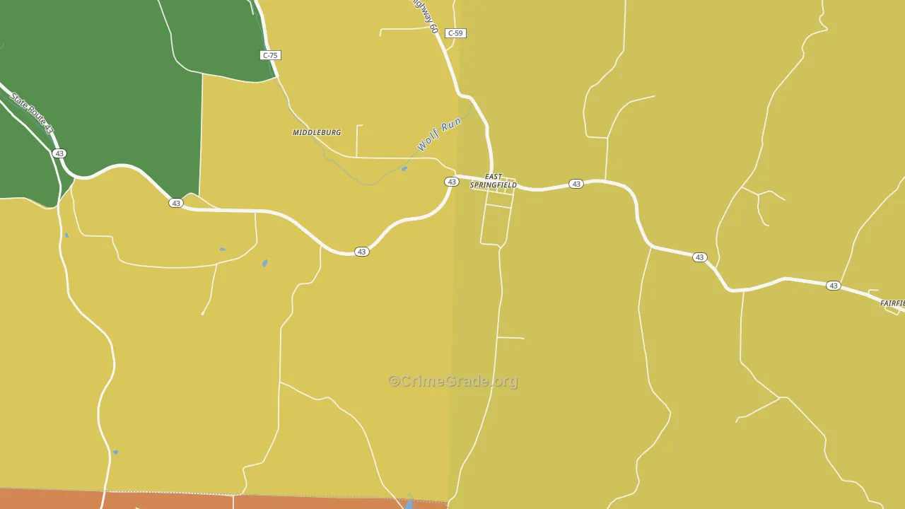 East Springfield, OH Map of Theft Rates