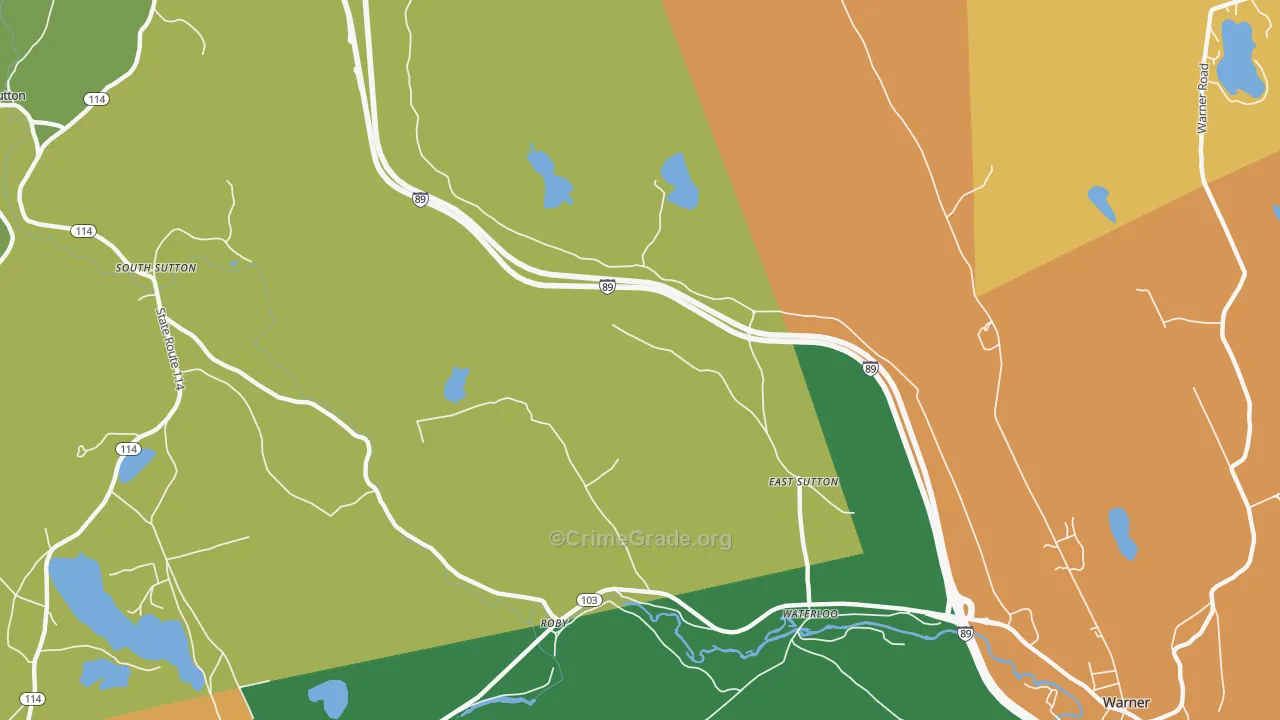 East Sutton, NH Map of Theft Rates