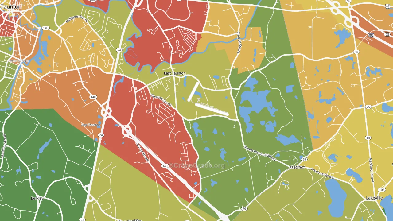 East Taunton, MA Map of Theft Rates