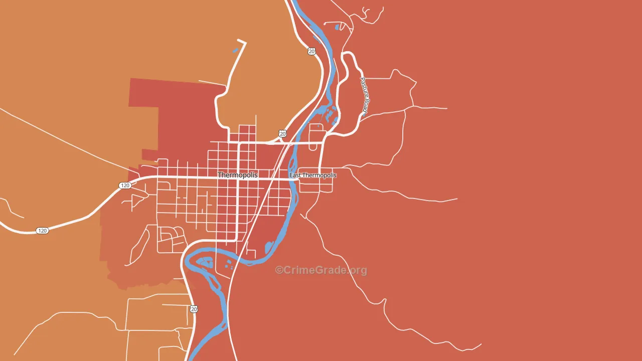East Thermopolis, WY Map of Theft Rates