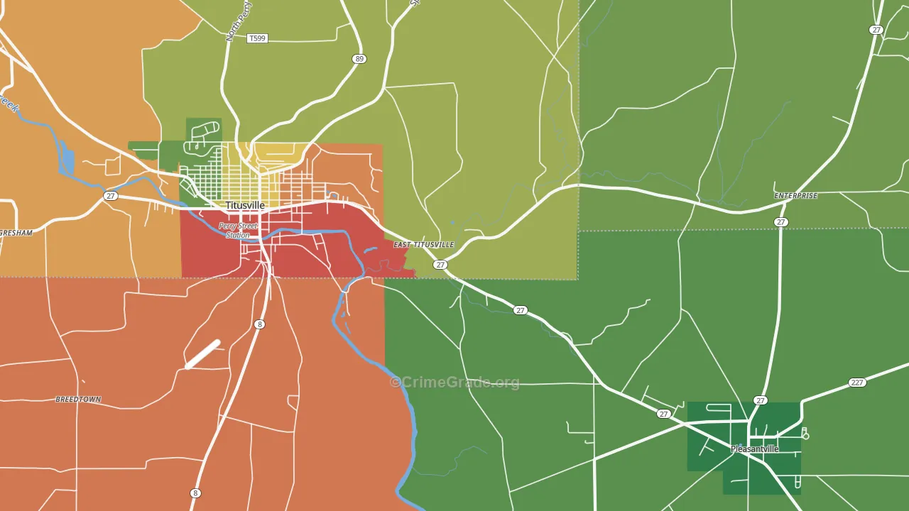 East Titusville, PA Map of Theft Rates