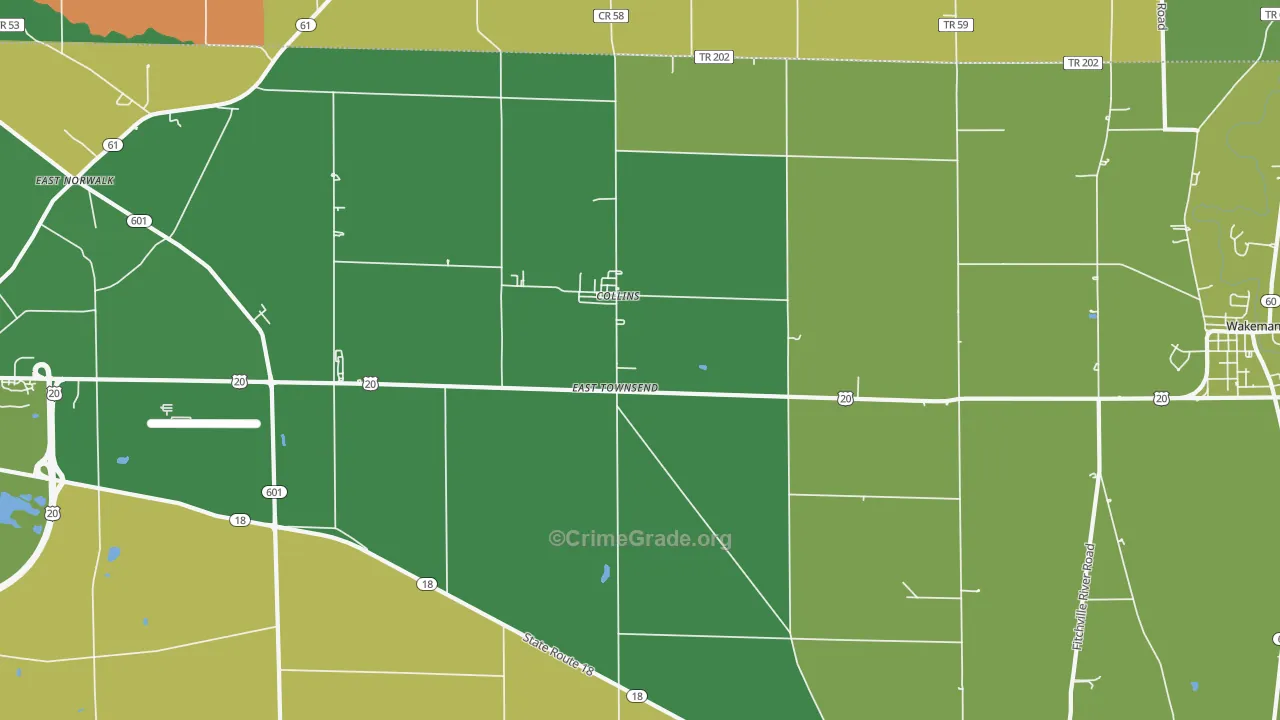 East Townsend, OH Map of Theft Rates