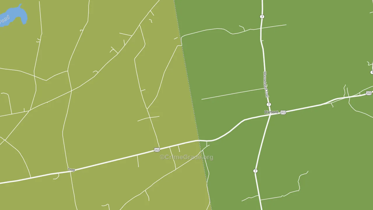 East Troy, ME Map of Theft Rates