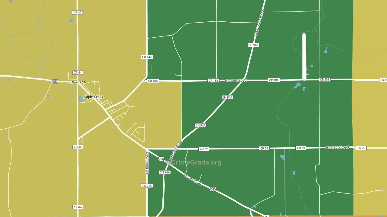 East Union, OH Map of Theft Rates