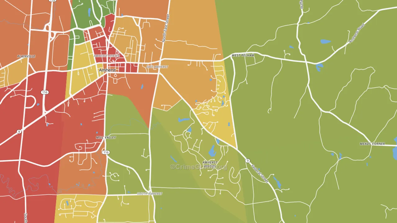 East Village, Amherst, MA Map of Theft Rates