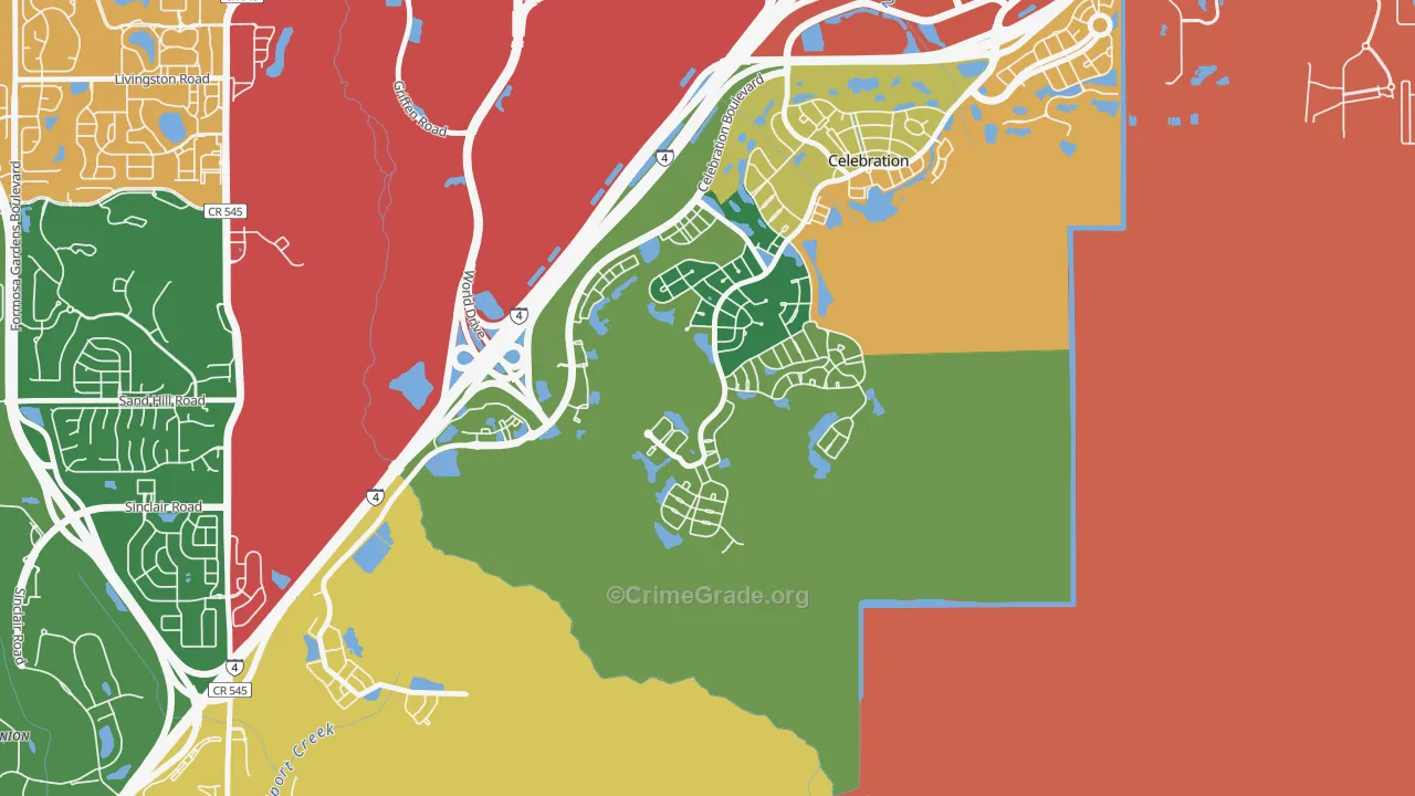 East Village, Celebration, FL Map of Theft Rates