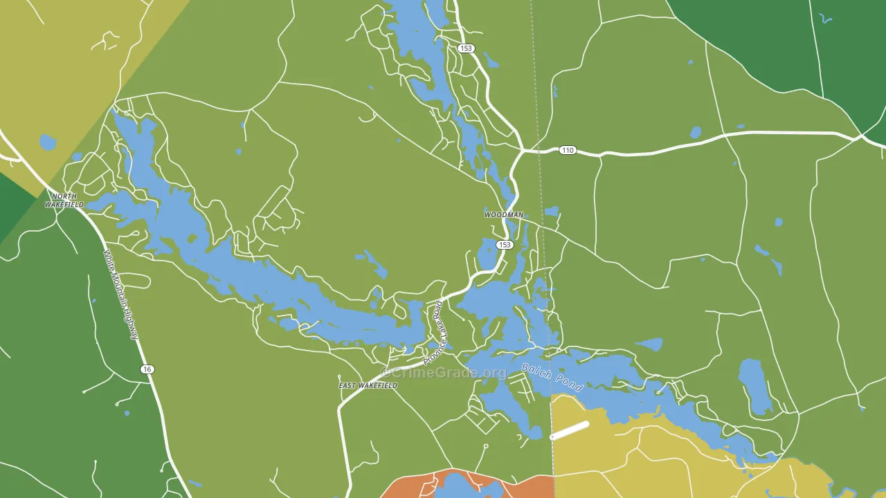 East Wakefield, NH Map of Theft Rates