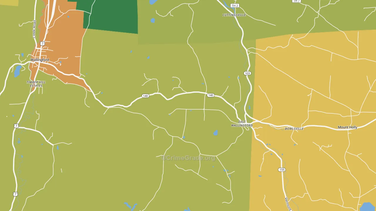 East Wallingford, VT Map of Theft Rates