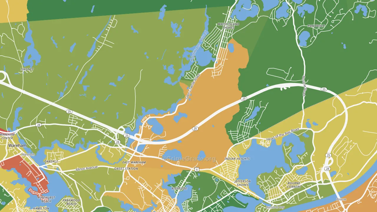 East Wareham, MA Map of Theft Rates