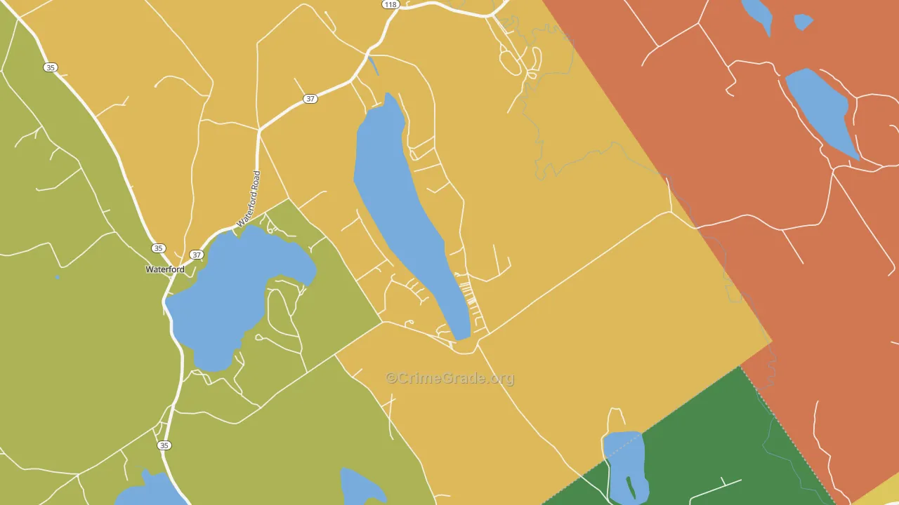 East Waterford, ME Map of Theft Rates