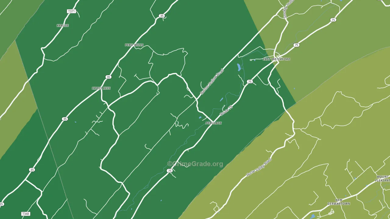 East Waterford, PA Map of Theft Rates