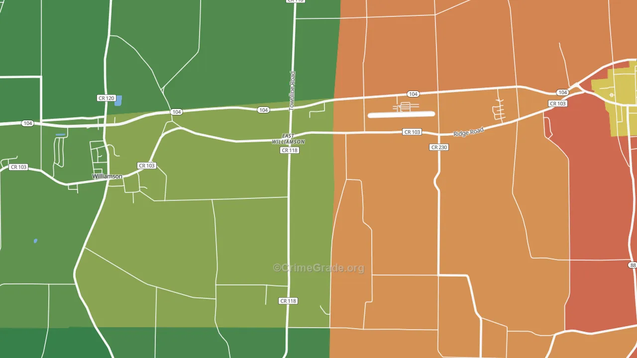 East Williamson, NY Map of Theft Rates