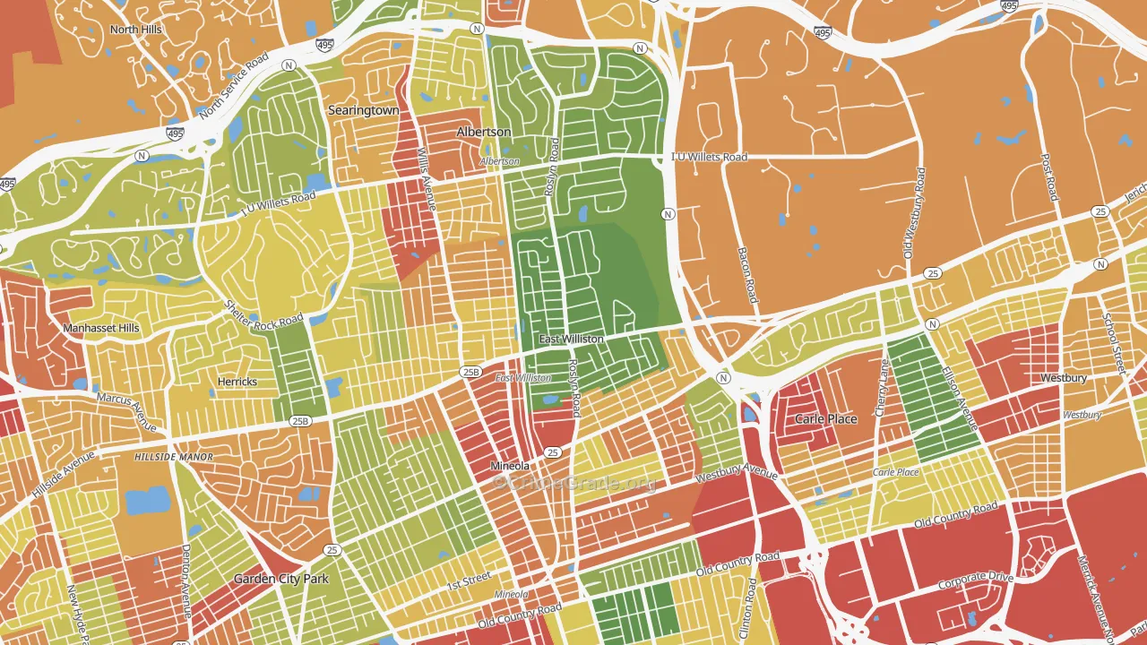 East Williston, NY Map of Theft Rates