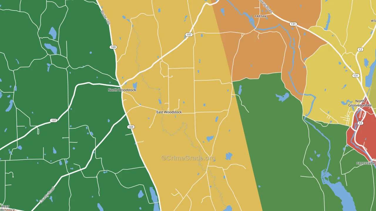 East Woodstock, CT Map of Theft Rates