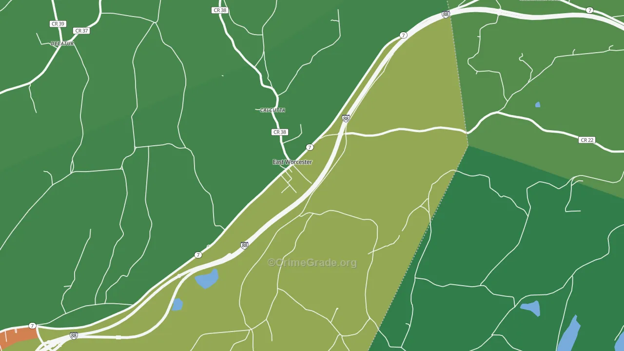East Worcester, NY Map of Theft Rates