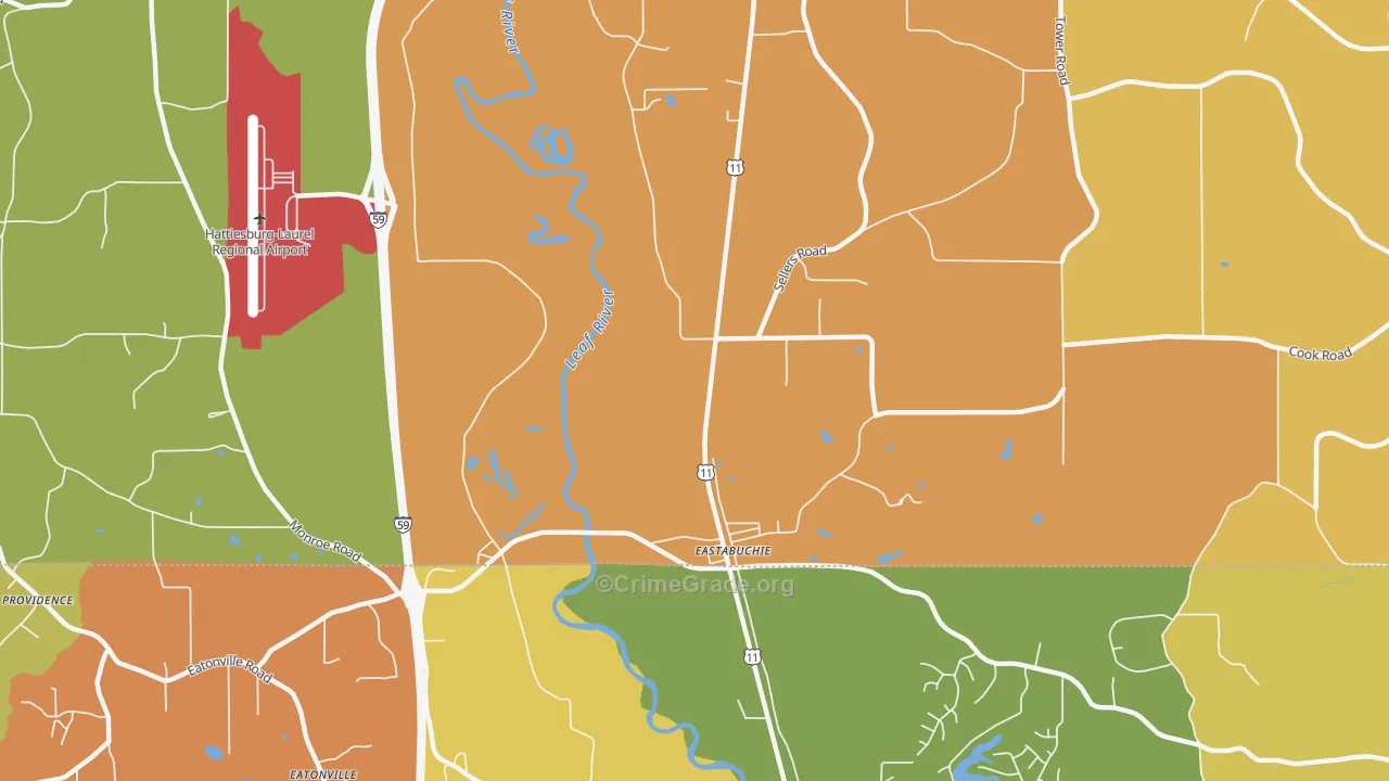 Eastabuchie, MS Map of Theft Rates