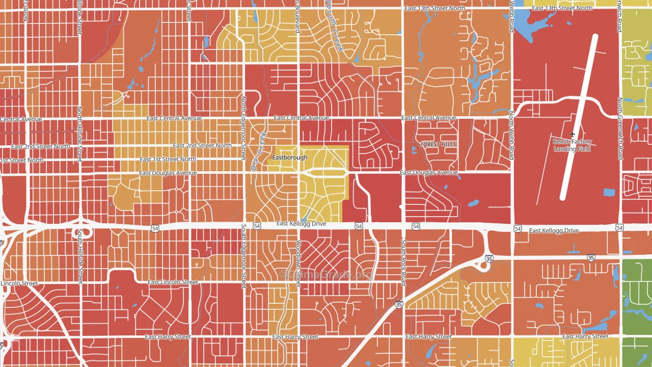 Eastborough, KS Map of Theft Rates