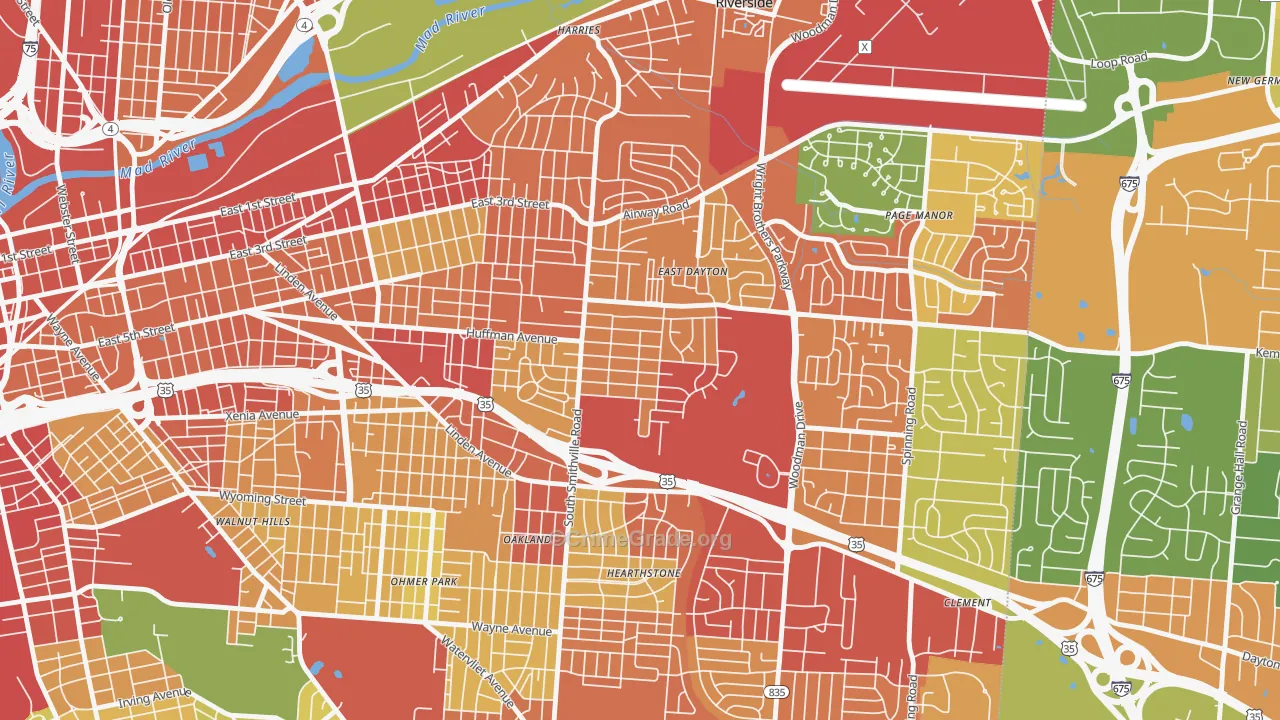 Eastern Hills, Dayton, OH Map of Theft Rates