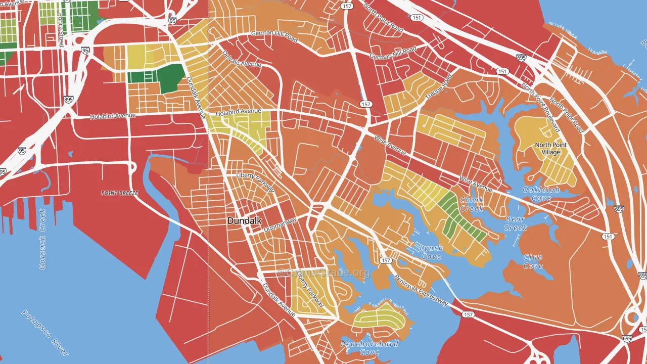 Eastfield, Dundalk, MD Map of Theft Rates