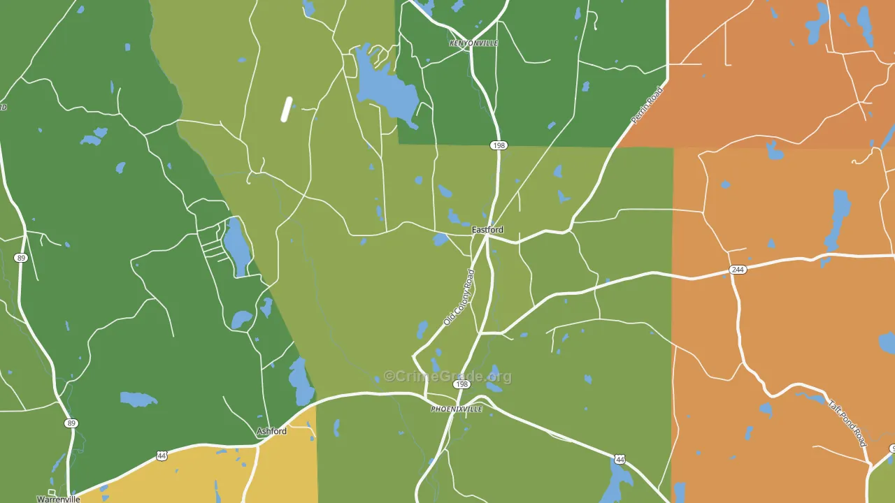 Eastford, CT Map of Theft Rates