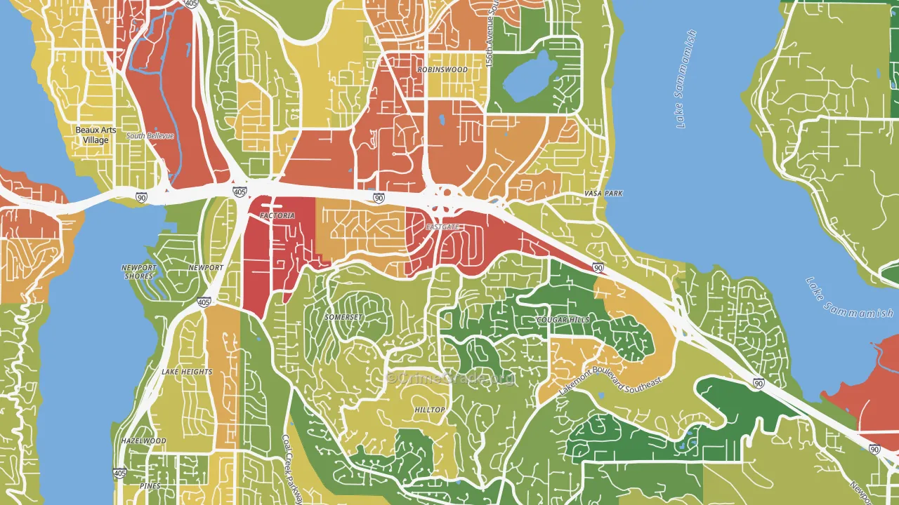 Eastgate, Bellevue, WA Map of Theft Rates