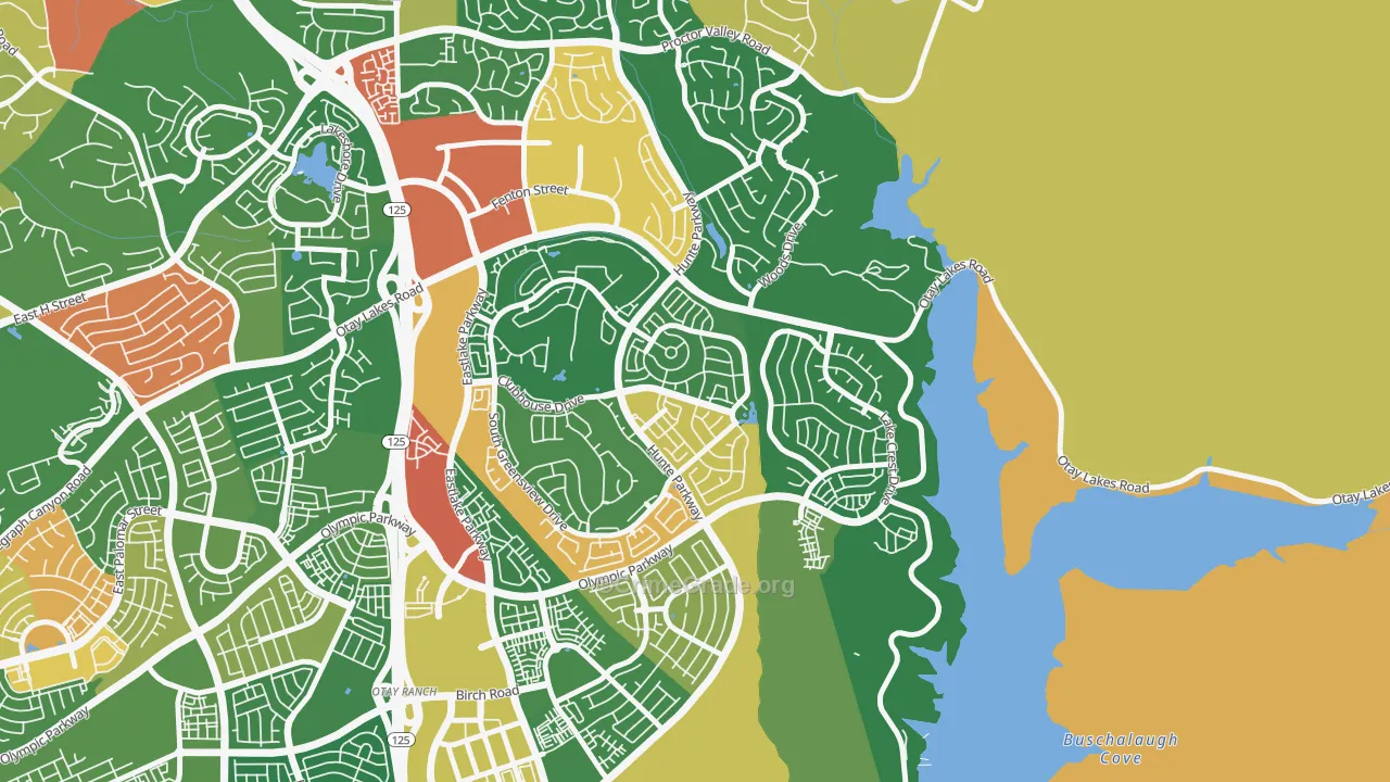 Eastlake Trails, Chula Vista, CA Map of Theft Rates