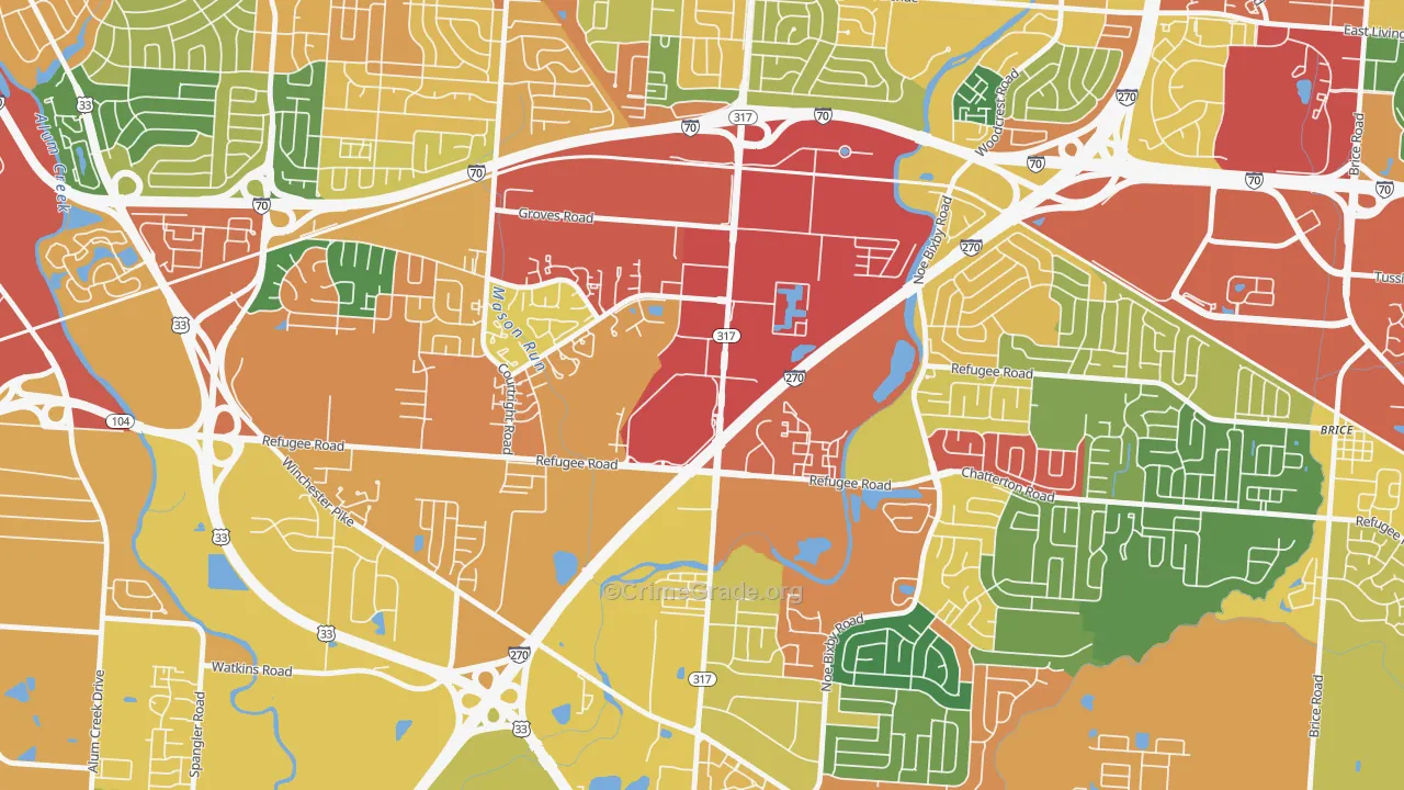 Eastland, Columbus, OH Map of Theft Rates
