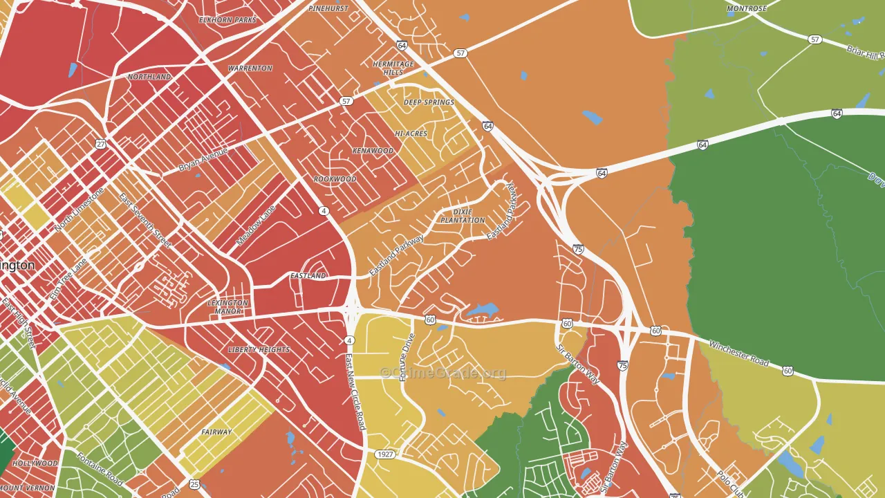 Eastland Park-Dixie Plantation, Lexington, KY Map of Theft Rates
