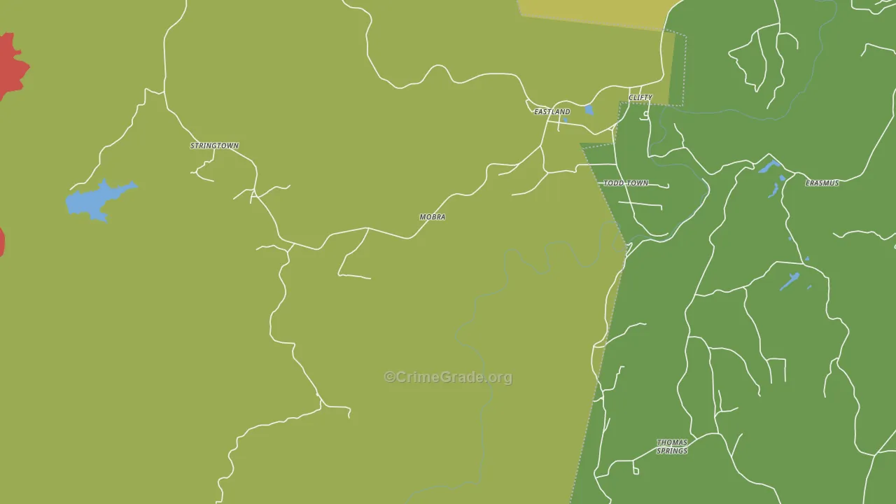 Eastland, TN Map of Theft Rates
