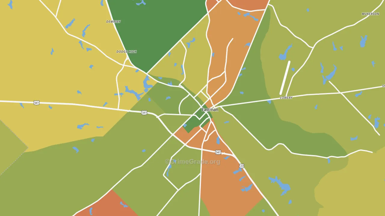 Eastman, GA Map of Theft Rates