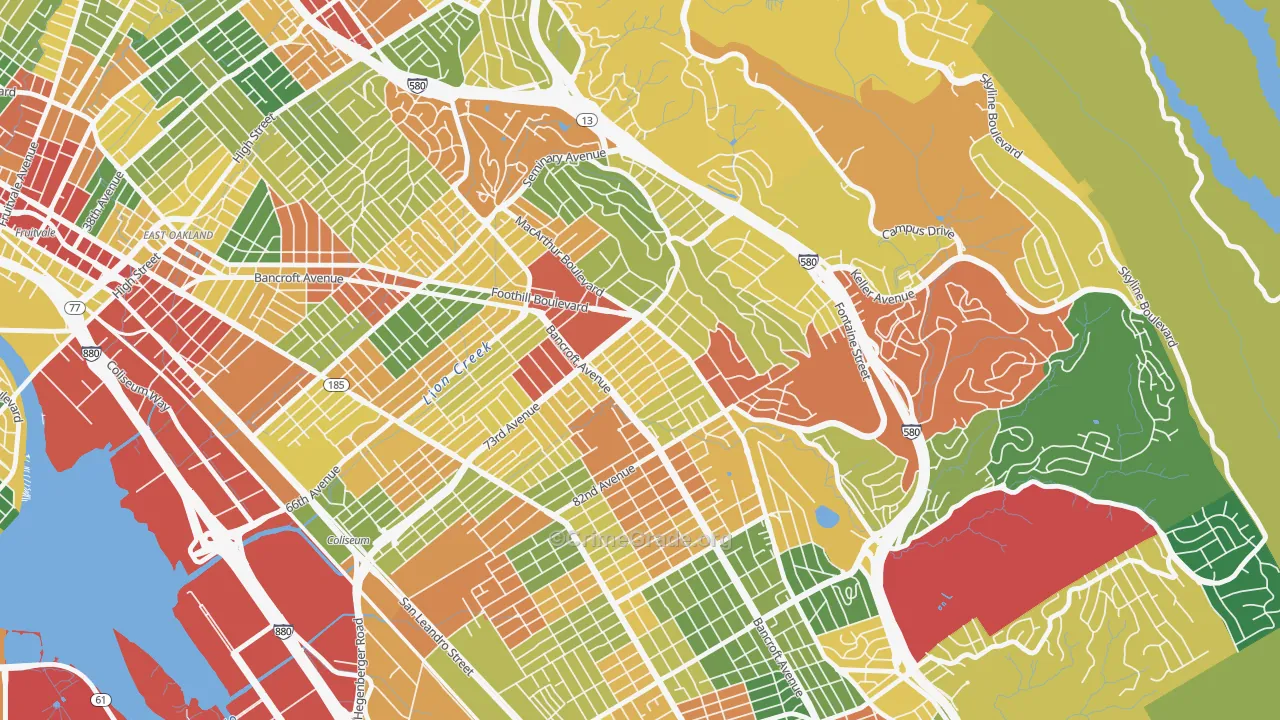 Eastmont, Oakland, CA Map of Theft Rates