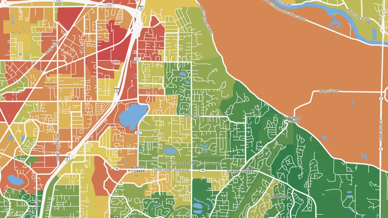 Eastmont, WA Map of Theft Rates