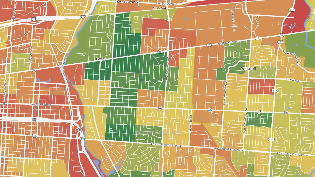 Eastmoor, Columbus, OH Map of Theft Rates