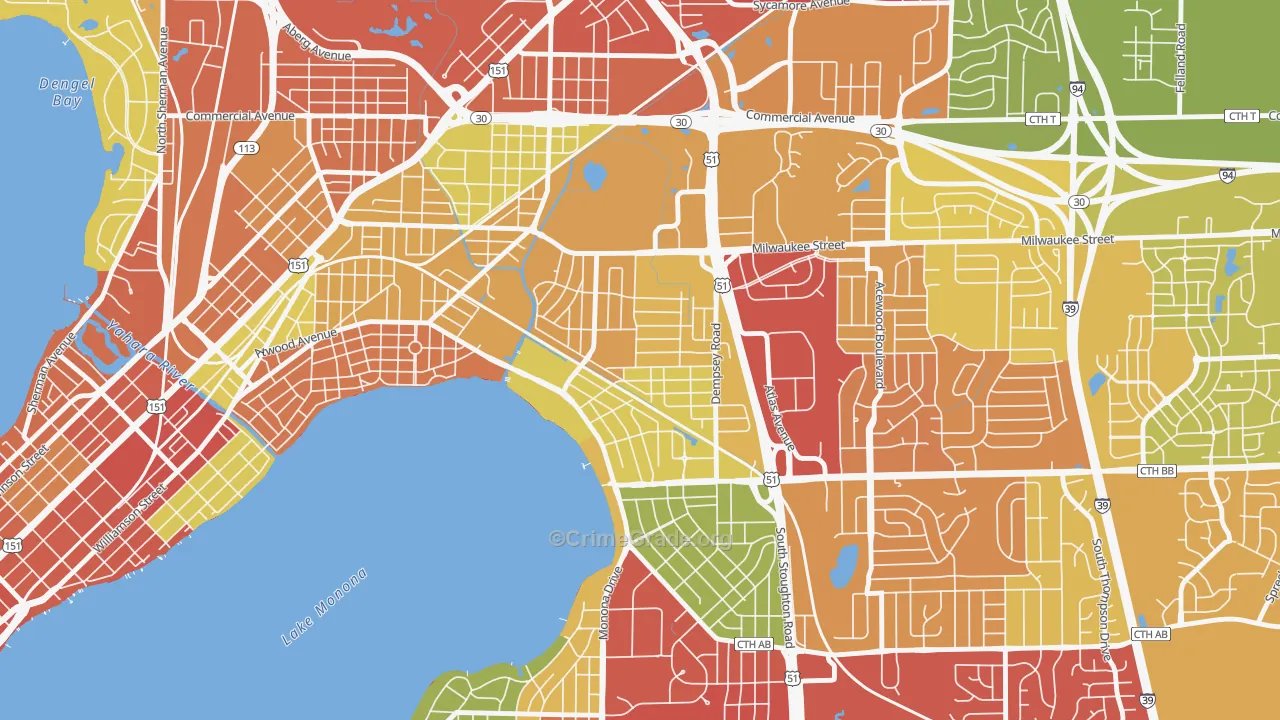 Eastmorland, Madison, WI Map of Theft Rates